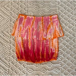 Young Fabulous & Broke Ruffle Tube Top Elastic Gauzy Pink XS